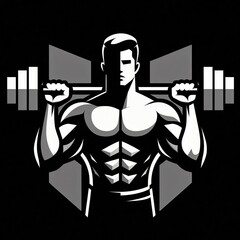 Strong muscular man lifting weights with determination and power