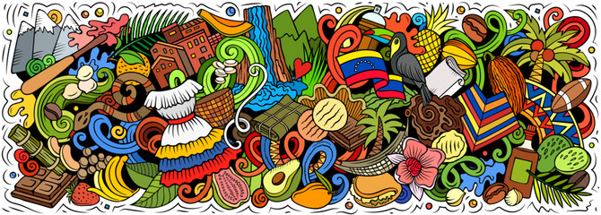 Colorful cartoon doodle vector illustration of Venezuela