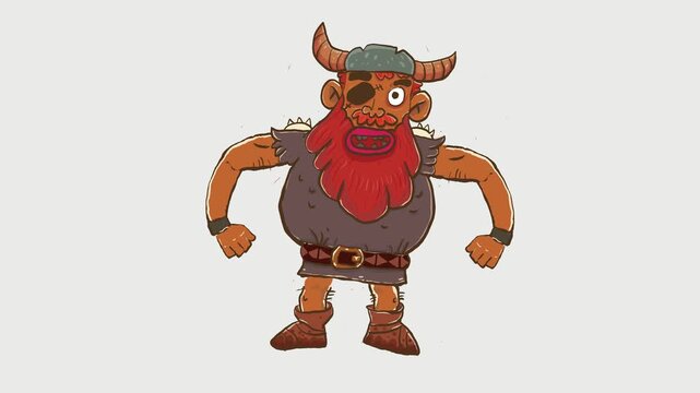 hand drawn angry cartoon viking zombie