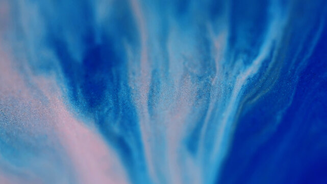 Sparkling liquid. Marble texture. Blur blue color paint in water glitter emulsion particles falling on abstract art wet background. - Powered by Adobe