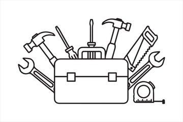 Fototapeta premium Assorted tools in a box Vector