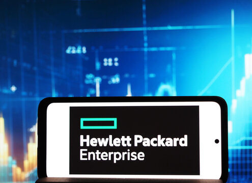 In this photo illustration, Hewlett Packard Enterprise Company logo seen displayed on a smartphone.