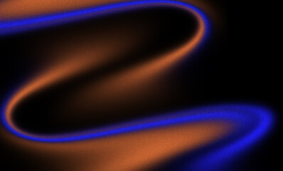 Glowing curved gradient line on black background with blue and orange smooth light flow.