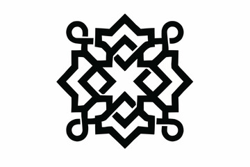 Vector illustration of a decorative Celtic knot symbol shaped like a winter snowflake icon for a Christmas holiday season art design