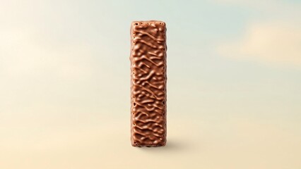 Delicious chocolate wafer bar with crispy texture against a soft, dreamy background.
