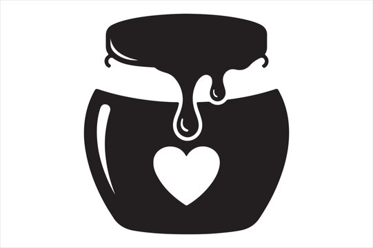 Black jar with heart design Vector