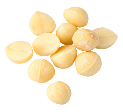 A pile of macadamia nuts on a transparent background