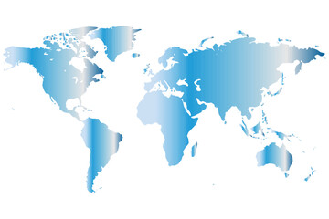 Fototapeta premium world map on blue, Minimal World Map Showing Continents and Oceans Transparent
