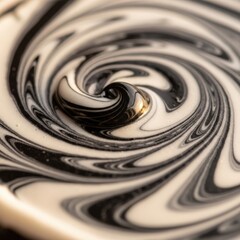 Macro Shot Abstract Black and White Paint Swirls Artistic Background Texture Mixed Acrylic Ink Close Up Decorative Pattern Design