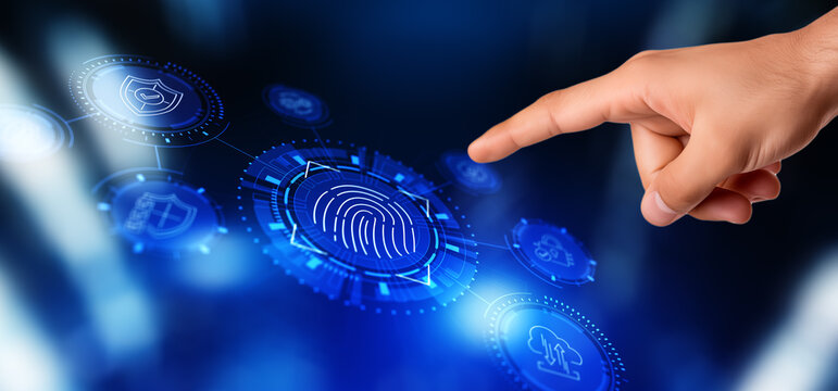 Biometric cyber security system concept. Fingerprint identification - Powered by Adobe