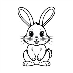 Fototapeta premium Cute cartoon bunny rabbit outline