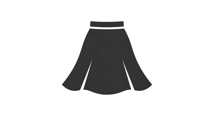 Simple black pleated skirt with a white waistband, isolated on white background.