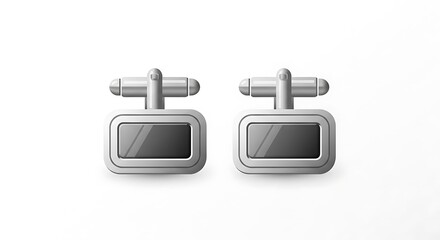 Elegant silver cufflinks with dark stone inlay, symbolizing sophistication and formal style.