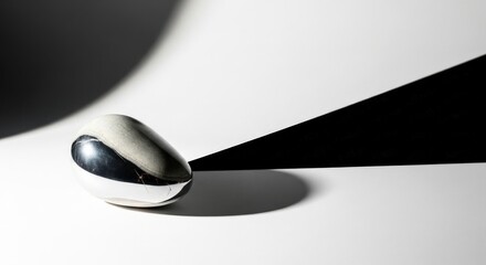 Polished Pebble Stone in Studio Setting with Strong Shadows Art Piece