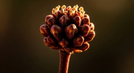 Macro Flower Budding Blossom Plant Bloom Springtime Season Natural Detail Close Up Fresh Growth Flora Botanical Garden Brown Backgound Nature View