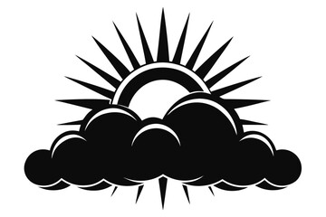 Monochrome depiction of a sun appearing from behind a dark cloud, signifying hope.