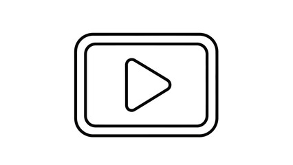 Simple black outline icon representing a video player interface with a central triangular play button symbol displayed prominently.