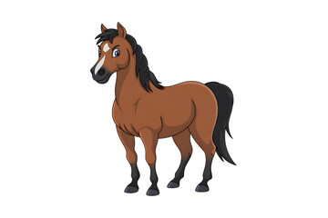 Cartoon brown horse illustration standing animal equine