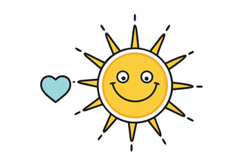 Obraz premium Vector illustration of a sun featuring a heart in its core, symbolizing warmth.