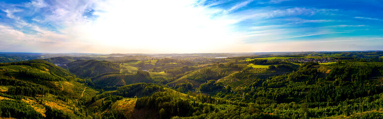 Naklejka premium the bergisches land landscape in germany from above panorama