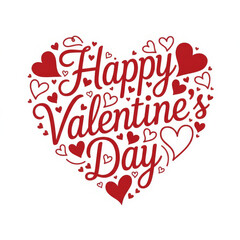 Happy Valentine's Day greeting with red hearts on white background