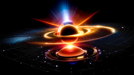 An artist's impression of a black hole with a bright light coming out of it