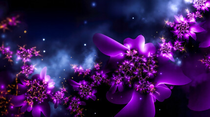 A bunch of purple flowers on a dark purple background