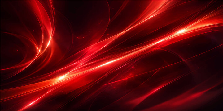 Dynamic abstract red wallpaper featuring a fractal design with flowing waves and energy lines on a black backdrop creating motion through light and color