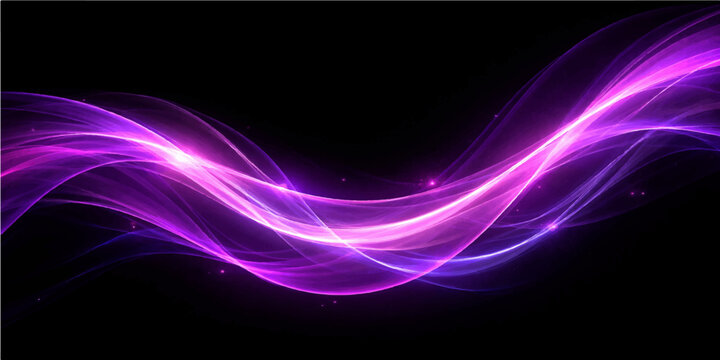 An abstract purple smoke design features flowing light waves and fractal curves over a dark backdrop, creating a vibrant motion texture with pink and blue energy lines in this artistic wallpaper