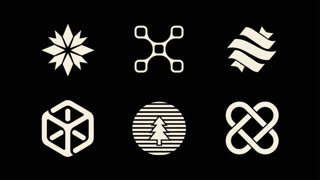 Set of six abstract geometric icons and logos