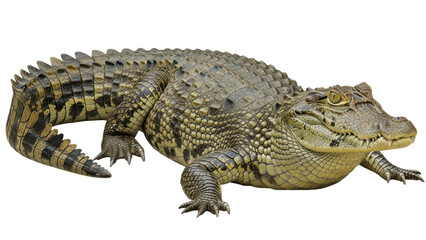 Naklejka premium A large crocodile with a scaly skin and sharp teeth on transparent background