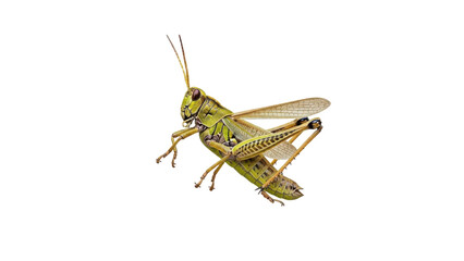 Fototapeta premium A green grasshopper on transparent background