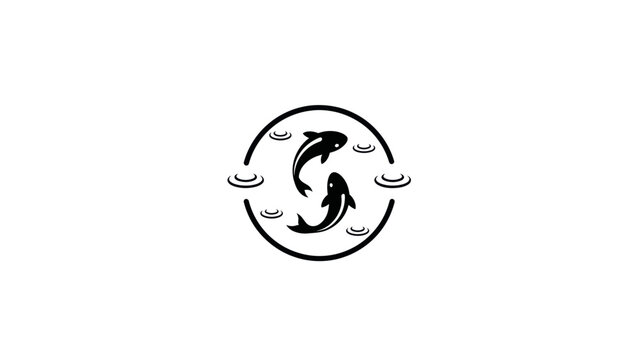 Two fish swimming in a circle logo