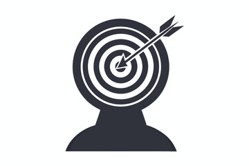 Clear business goal: arrow hits bullseye on target, vector illustration of success