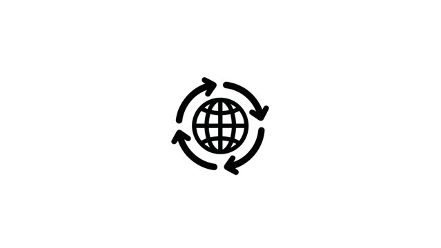 Globe with Circular Arrows Icon