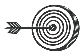 Black dart hitting the bullseye on target, symbolizing a well-defined business goal