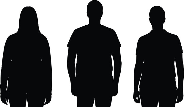 Three anonymous people silhouettes against a white background