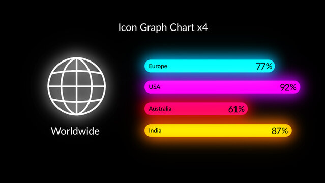 HUD Neon Icon Graph Chart x4