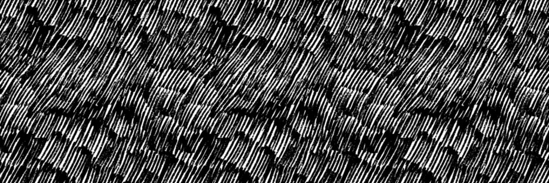 Crayon drawn cross hatch seamless texture. Hand drawn vector background with chalk, pencil or charcoal sketch texture. Crosshatch pencil drawing. Black and white monochrome seamless pattern.