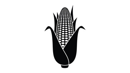 a black and white illustration of an ear of corn