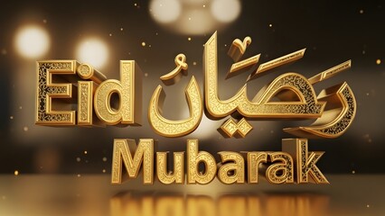 Eid mubarak greeting with arabic calligraphy and candles