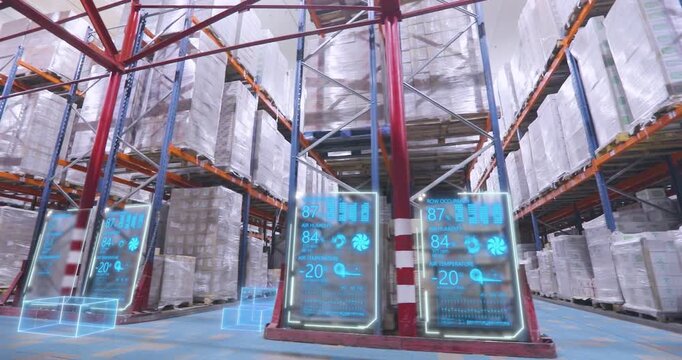 Cold store warehouse management. Cold storage food warehouse concept. Smart frozen storage warehouse. Smart cold chain logistics concept. Smart logistic concept. AI-Powered Smart Warehouses. 