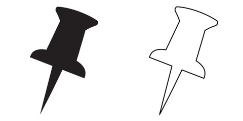 Push pin silhouette vector, Thumbtack icon, Push pin vector icon 