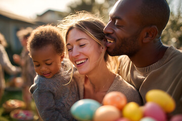 Smiles and colors at Easter outdoor family gathering