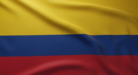 Colombian Flag Waving in Wind