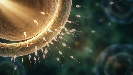Sperm fertilizing the human egg