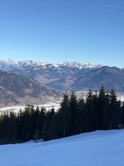 Austrian snow-capped Alps. View from the ski track