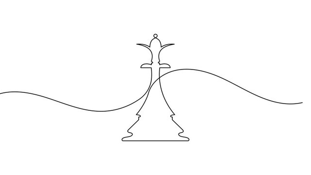 Business strategy chess company vision core decision maker and creative problem solver continuous one line minimal clean motion graphic suitable for professional content 4k animation video
