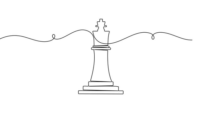 Business strategy chess company vision core decision maker and creative problem solver continuous one line minimal clean motion graphic suitable for professional content 4k animation video