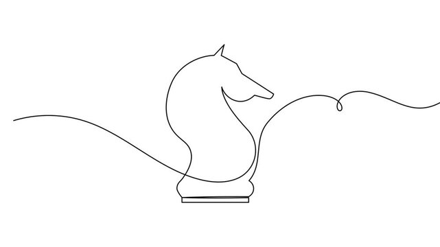 Business strategy chess company vision core decision maker and creative problem solver continuous one line minimal clean motion graphic suitable for professional content 4k animation video